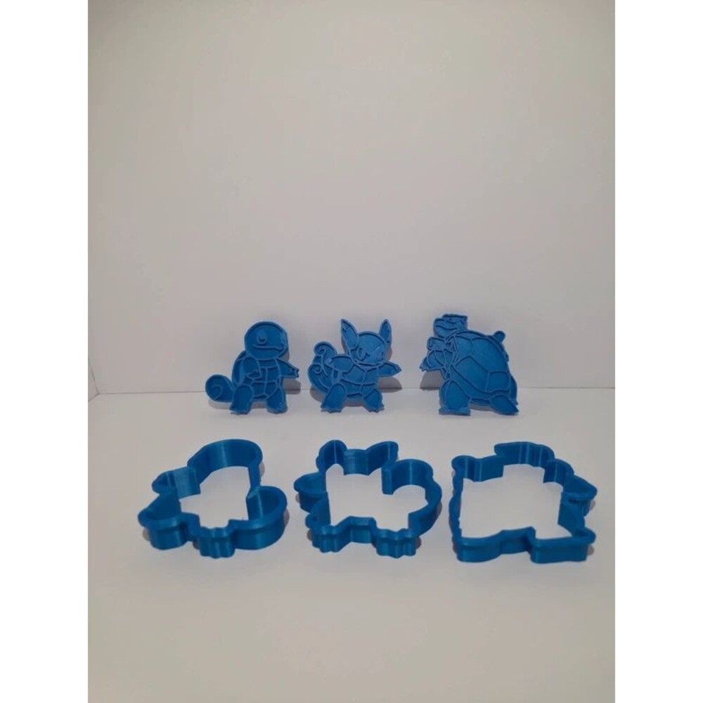 Pokemon cookie cutters with stamps and handles 3d printed